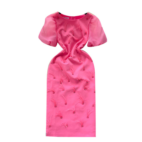 Studded Tassel Round-neck Dress