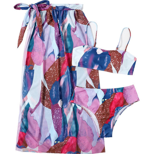 Floral Mesh Tankini 3Pcs with Cover-up