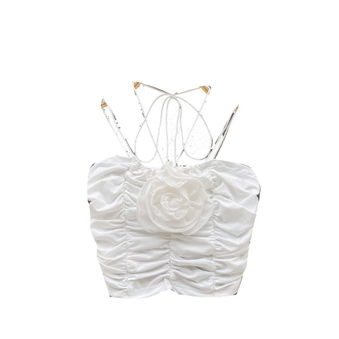 3D Floral Pleated Camisole Top