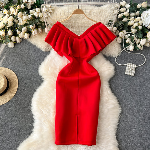 Solid Color Bow-tie Party Dress