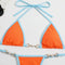 Pit-striped Fabric Color Blocking Bikini