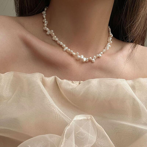 Niche Faux Mini Pearl Sprocket Necklace
