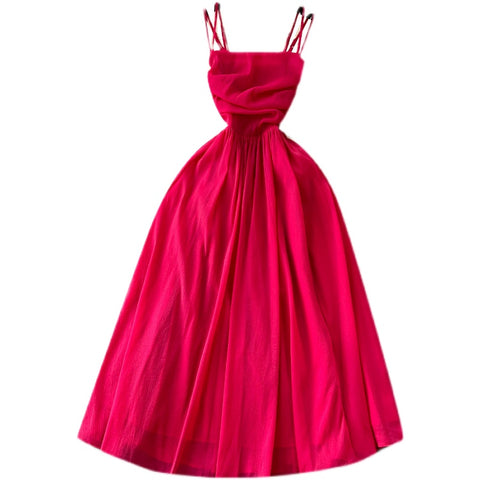 Fairy Pleated Red Slip Dress