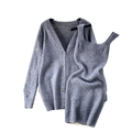 Loose-fit Cardigan&Slip Dress Knitted 2Pcs