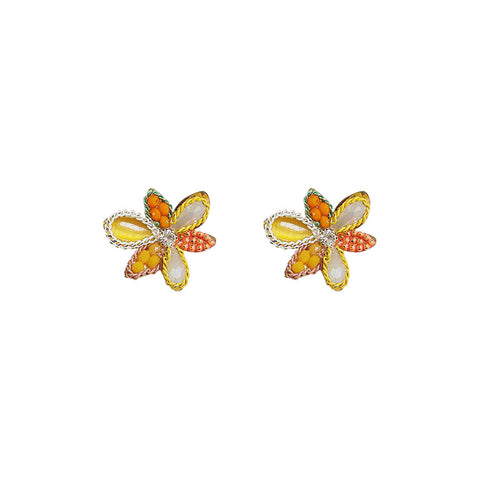 Colorful Crystal Flower Stud Earrings