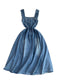 Chic Pleated Denim Slip Dress