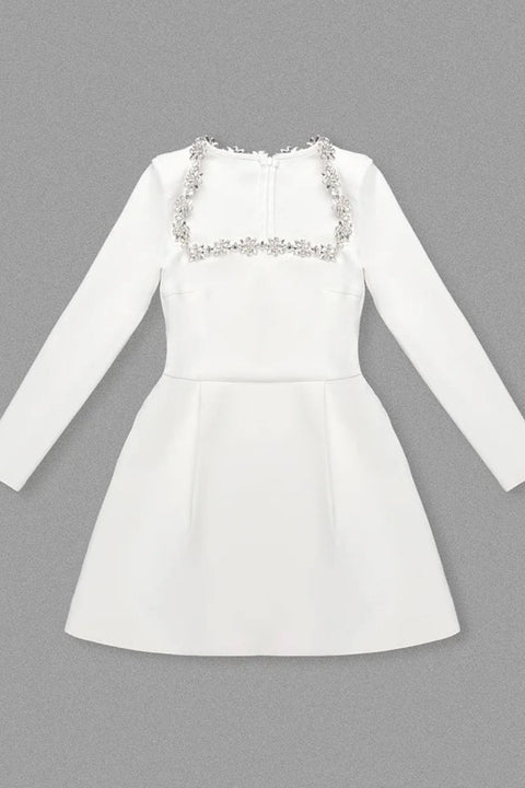 Beaded Square Neckline Velvet Dress
