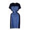 Round Collar Denim Patchwork Midi Dress