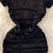 Square Collar Lace Patchwork Black Dress