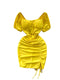 Bright Color Pleated Hip-wrapping Dress