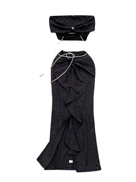Tube Top&Fishtail Skirt Black 2Pcs