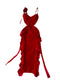Vintage Red Velvet Ruffled Slip Dress