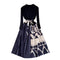 Lace-up Printed Pleated Knitted Dress