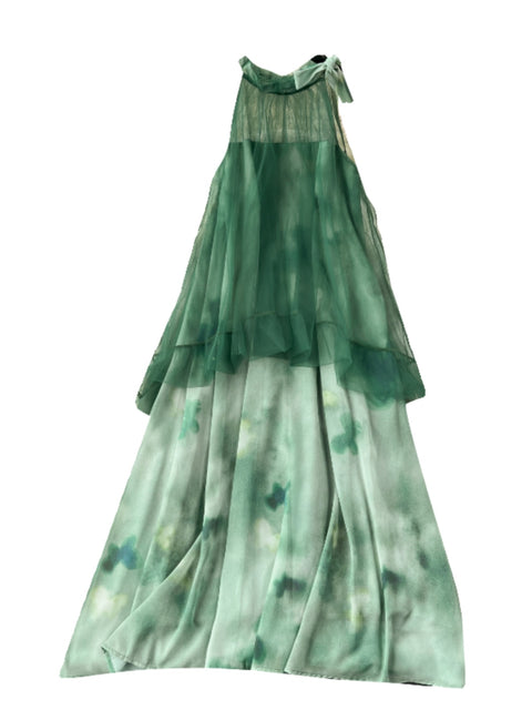Fairy Green Mesh Loose-fit Halter Dress
