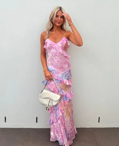 Sweetie Tie-dye Ruffled Slip Dress