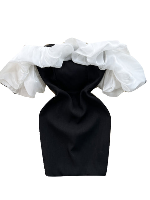 High-end Color Blocking Black Dress