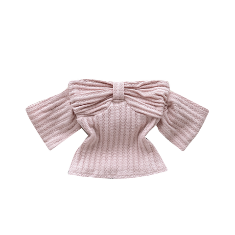 Off-shoulder Bow-tie Pleated Top