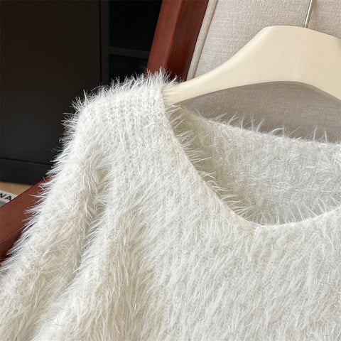 Solid Color Soft Furry Sweater
