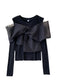 Sweetie Mesh Knotted Bow Black Shirt