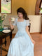 Fairy Blue Beaded Short-sleeve Dress
