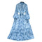 Stand Collar Floral Chiffon Dress