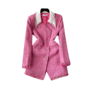 Rose Red Rhinestone Studded Tweed Jacket