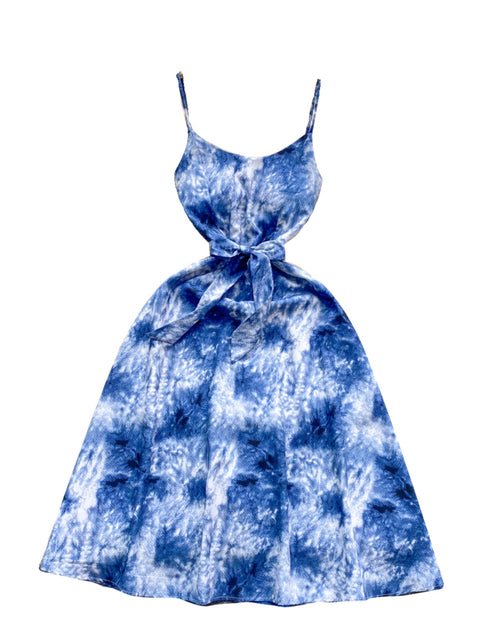 Bow-tie Tie-dye Floral Slip Dress