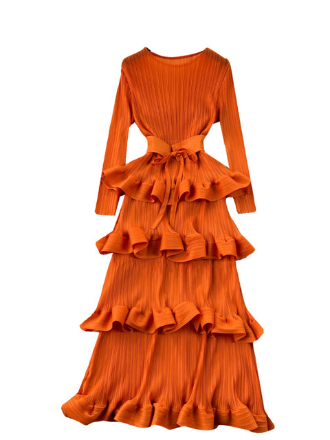 Niche Lace-up Ruffled Cake Dress