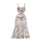 Draped Collar Floral Slip Velvet Dress
