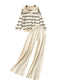 Striped Knitwear&Wide-leg Trousers 2Pcs