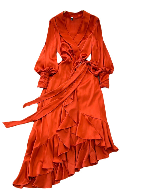 Asymmetric Ruffled Hem A-line Dress