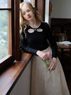 Hollowed Knitwear&Embroidered Skirt 2Pcs