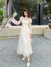 Courtly Flared Sleeve Sheer Dress