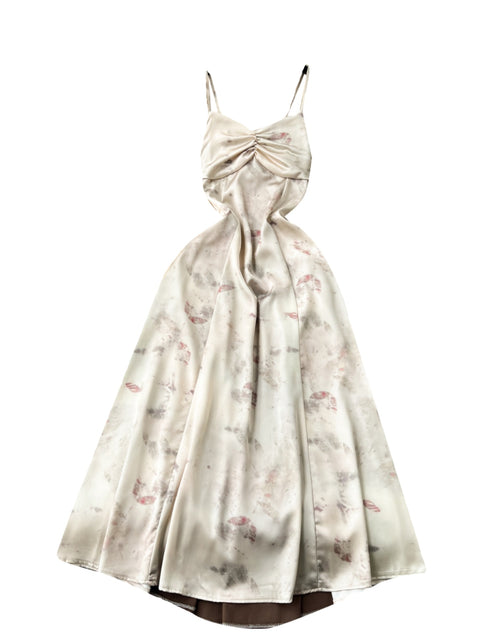 Premium Patchwork Lace-up Slip Dress