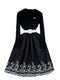 Faux Two-pieces Embroidered Knitted Dress