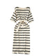 Korean Style Color Blocking Striped Dress