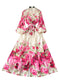 French Style Puffy Sleeve Floral Dress