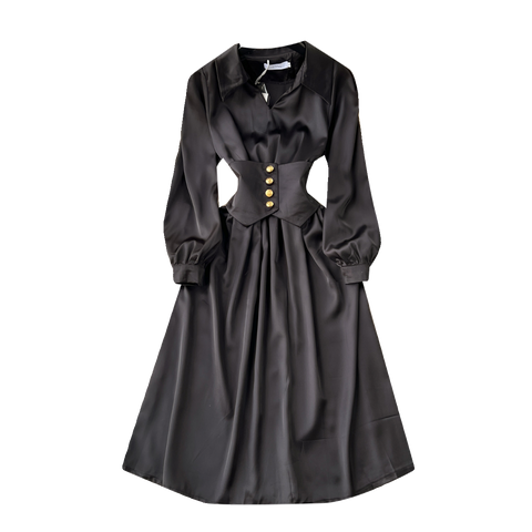 Courtly Waist-slimming Black Dress