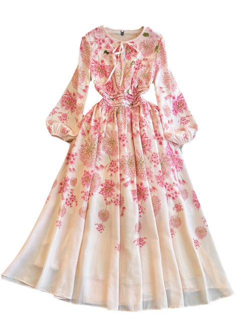 Fairy Lace-up Pink Floral Dress