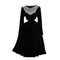 Beaded Round Collar Black Velvet Dress