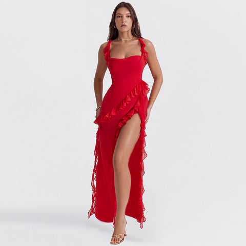 Niche Ruffled Split Hem Dress