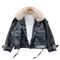 Vintage Furry Collar Short PU Jacket