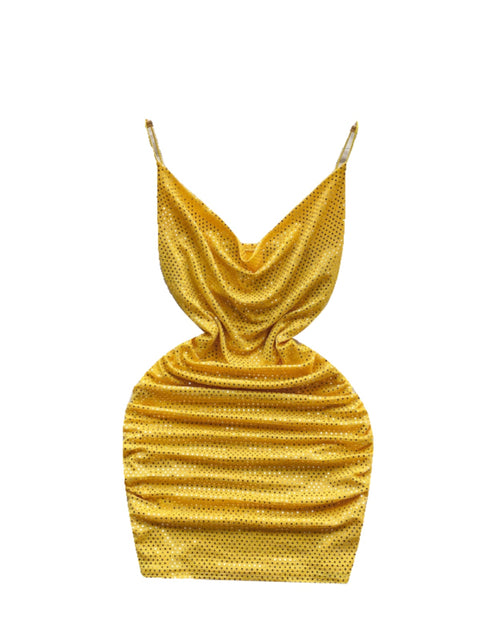 Sequined Pleated Hip-wrapping Slip Dress