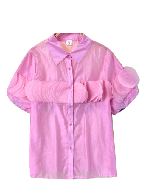 French Style Petal Patchwork Chiffon Shirt