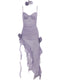 Ruffled Purple Shiny Slip Dress