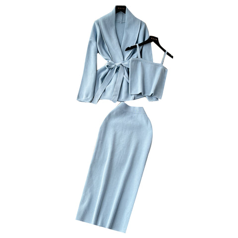 Cardigan&Camisole&Skirt Knitted 3Pcs