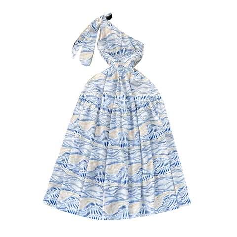Fairy Slant Neckline Printed Dress