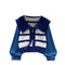 Zipped Lapel Striped Puffy Sleeve Knitwear