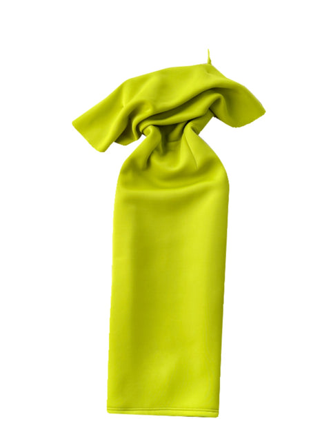 Slant Neckline Ruffled Green Dress