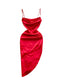 Asymmetric Solid Color Slip Dress